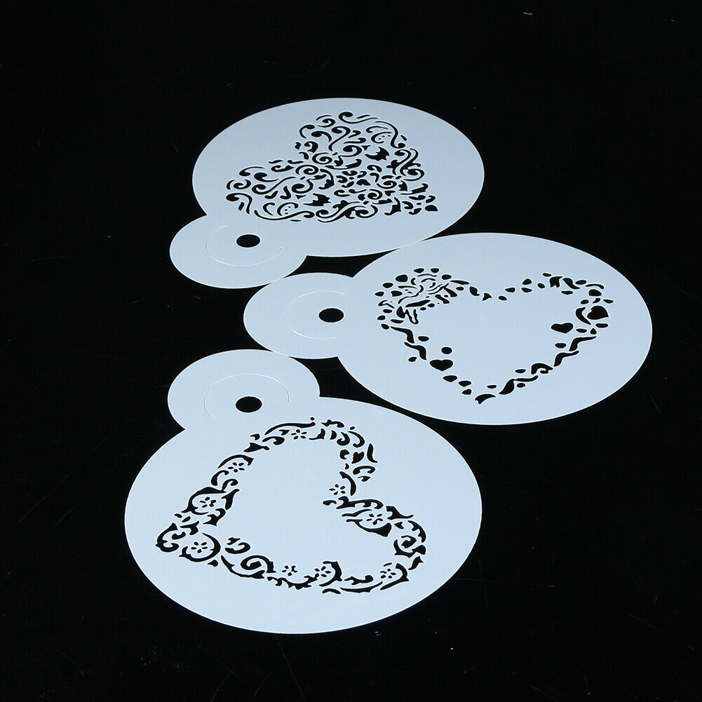 3pcs Love Heart Shape Cake Stencil Set Cake Cookie Stencil Cake Decoration