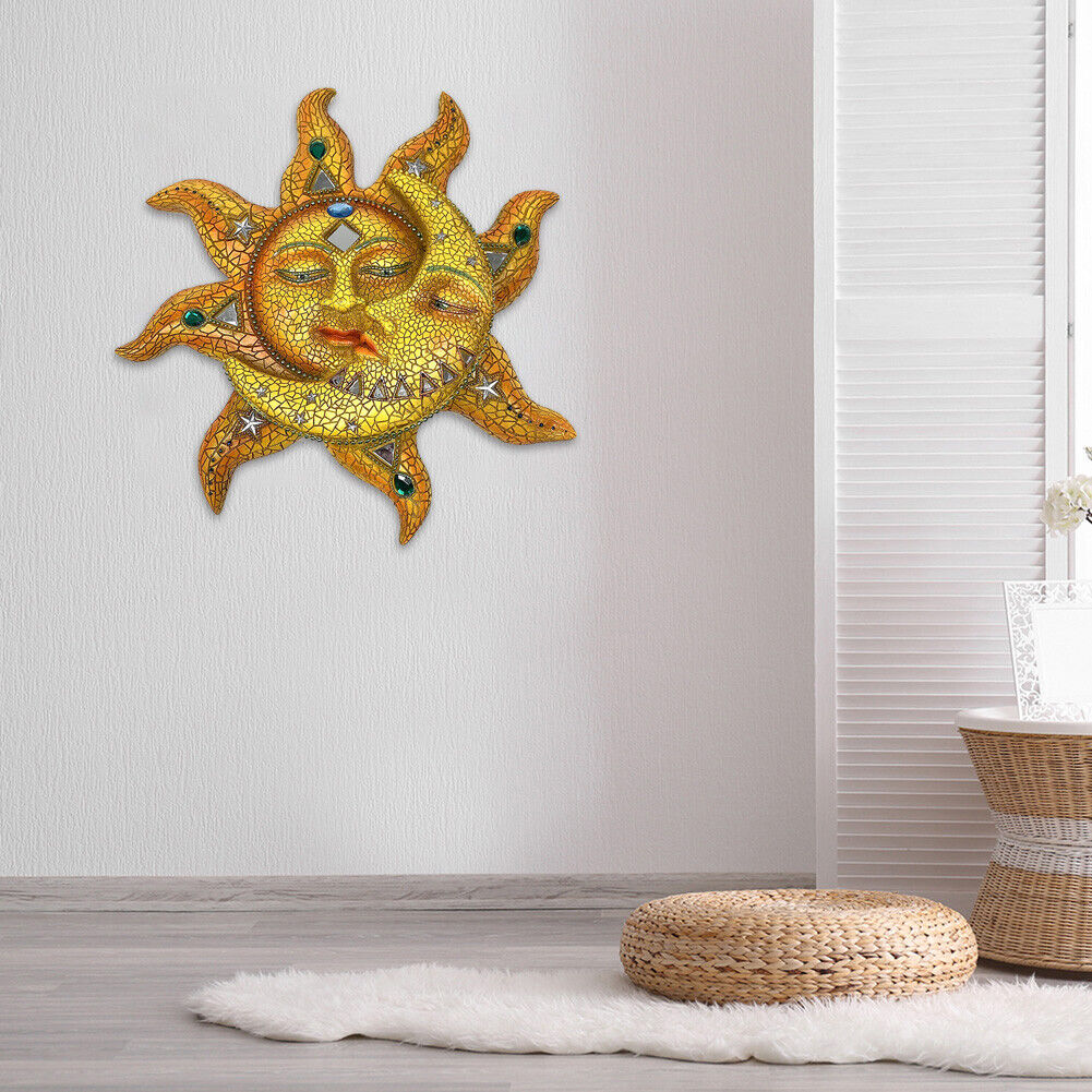 Metal Sun Moon Art Crafts Rust-proof Wall Ornament Gift Home Garden Decor