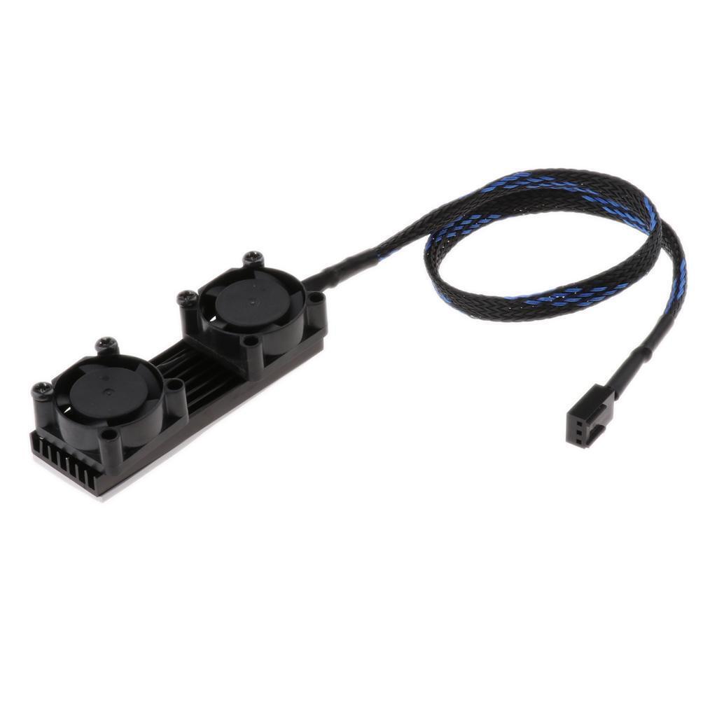 M.2 SSD 2280 3 Pin Dual Active Cooling Fan Heatsink Radiator Fin Black
