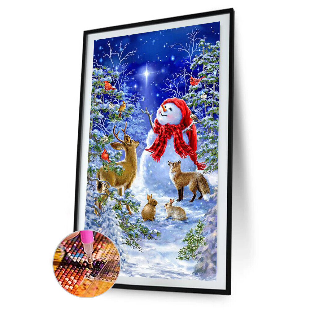 DIY Full Square Drill Diamond Painting Snowman Elk Mosaic Rhinestone Draw