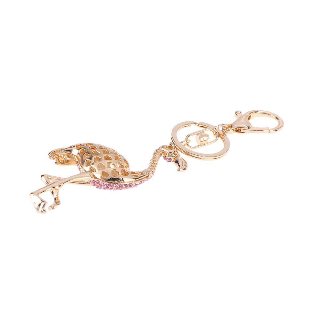 Animal Bird Key Chains for Car Rhinestone Bag Pendant Women Keyring(Pink)