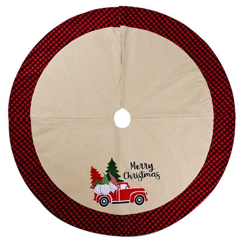 106cm Christmas Tree Skirt Linen Santa Claus Car Ornament Floor Mat Cover Xmas