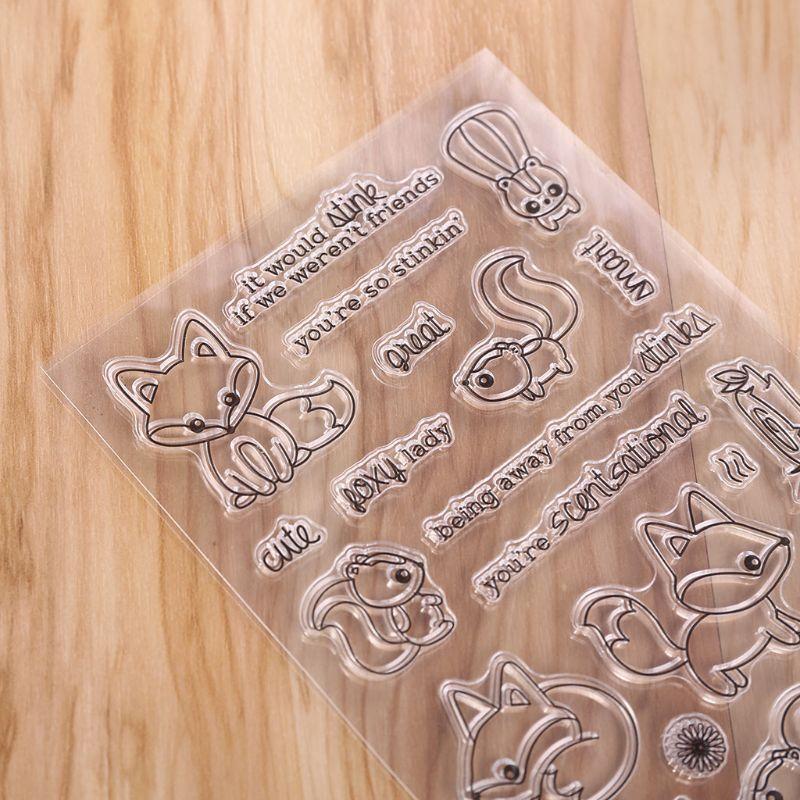 Cute Fox Silicone DIY Clear Stamps Scrapbooking for Photo Paper Card Craft Decor