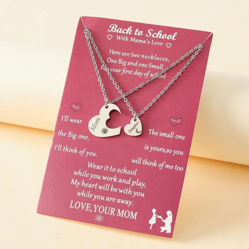 Back to School Matching Heart Mom Mommy & Me Jewelry Christmas Birthday Gifts