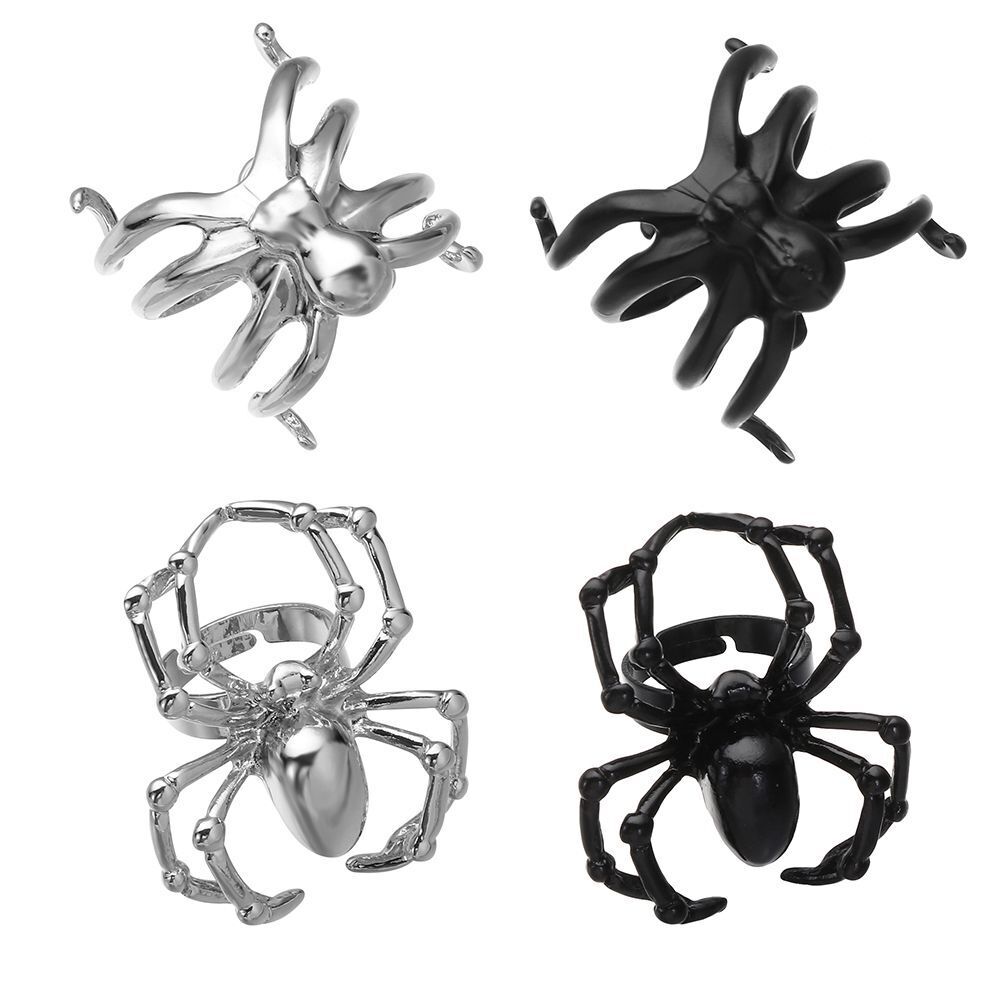 Stainless Steel Biker Promise Rock Punk Spider Ring Halloween Simulation Animal