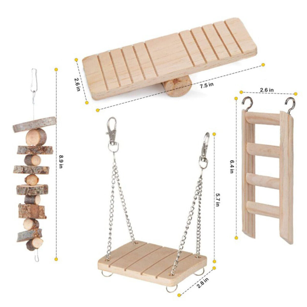 10x Wooden Hamster Chew  for Guinea Pig Unicycle Molar String