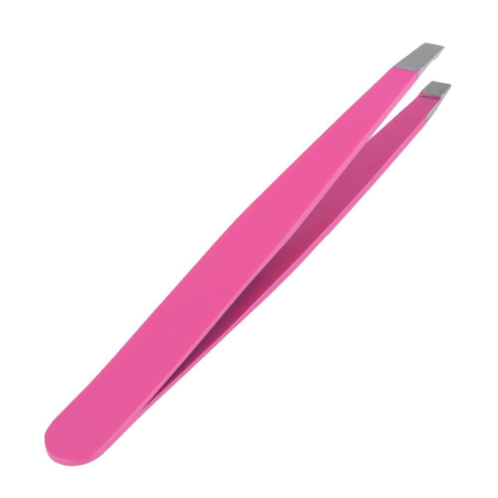 Pro Oblique Eyebrow Tweezers Stainless Steel Eyebrow Shaping(Rose Red)