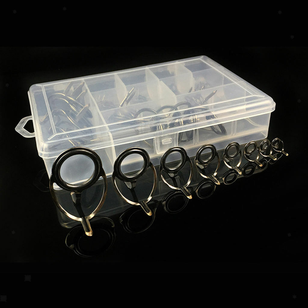 45Pieces Fishing Rod  Guides  Eye Rings Replacement Repair