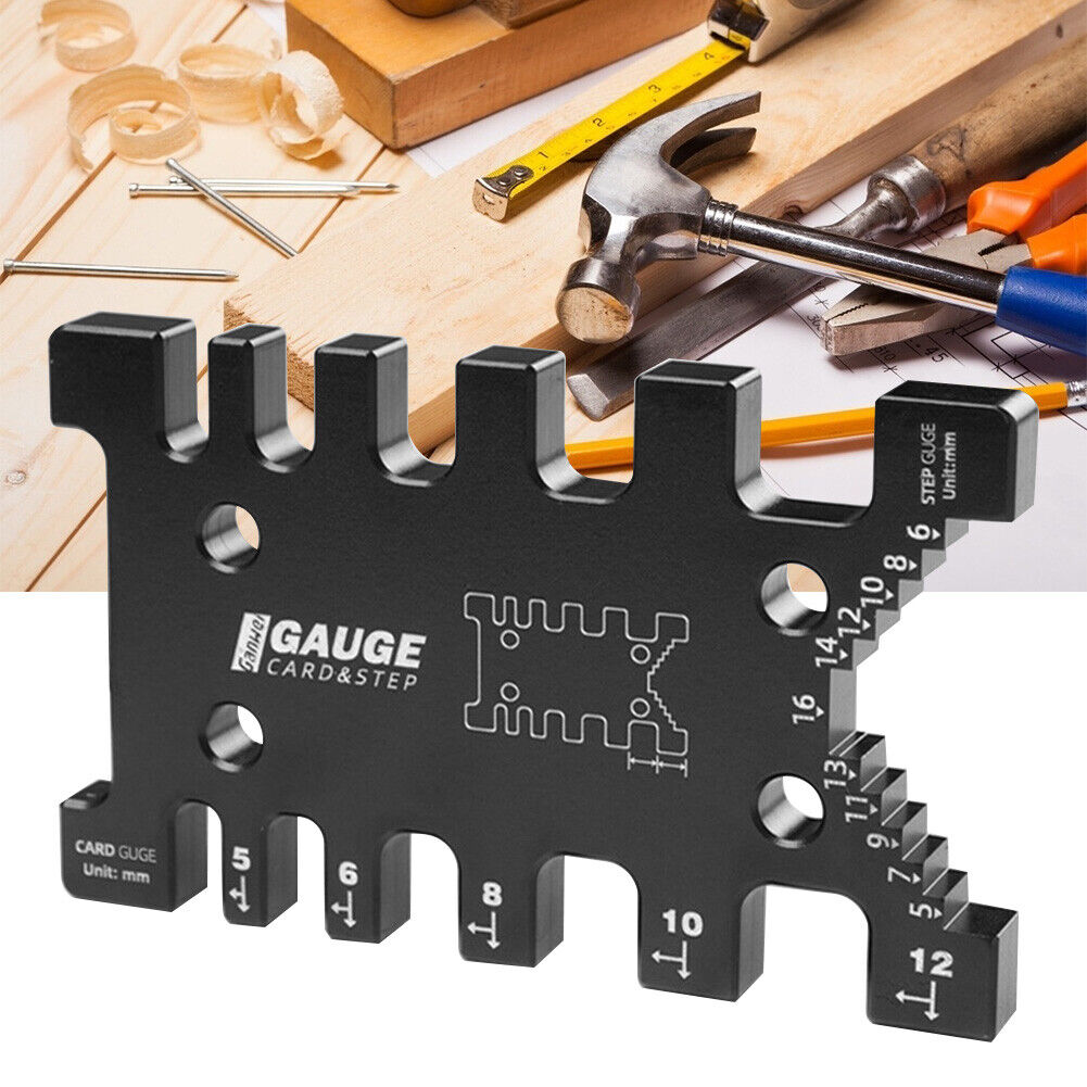 Woodworking Tenon Caliper Measuring Ruler Metric Imperial Card Gauge Router