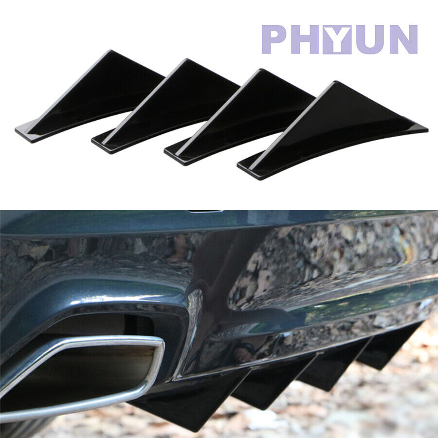 4pcs ABS Rear Bumper Spoiler Car Back Bumpe Diffuser Shark Fin Curved Universal