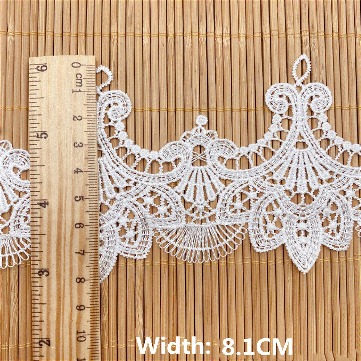 8.5CM Wide White Lace Fabric Embroidered Ribbons Trim Wedding Dress DIY Sewing