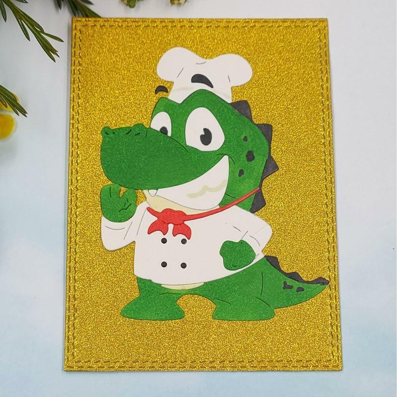 Cartoon Chef Crocodile Metal Cutting Dies Stencil DIY Album Embossing Template