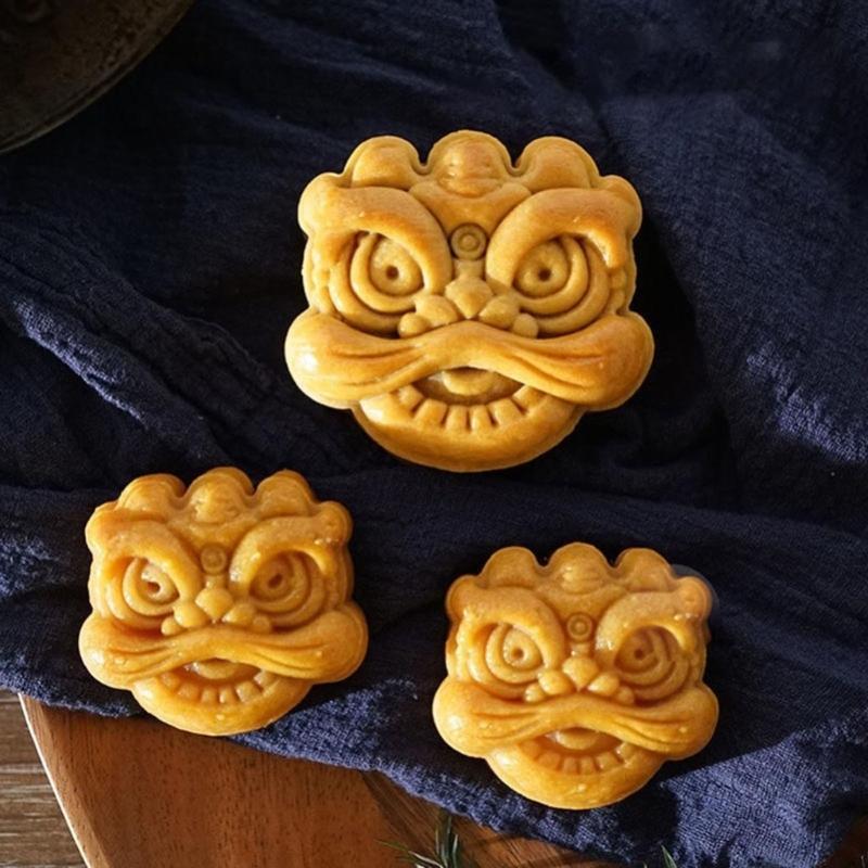 75g Mooncake Molds Lion Shaped Stamps Moon Cakes Moulds Baking Mooncakes Gadgets