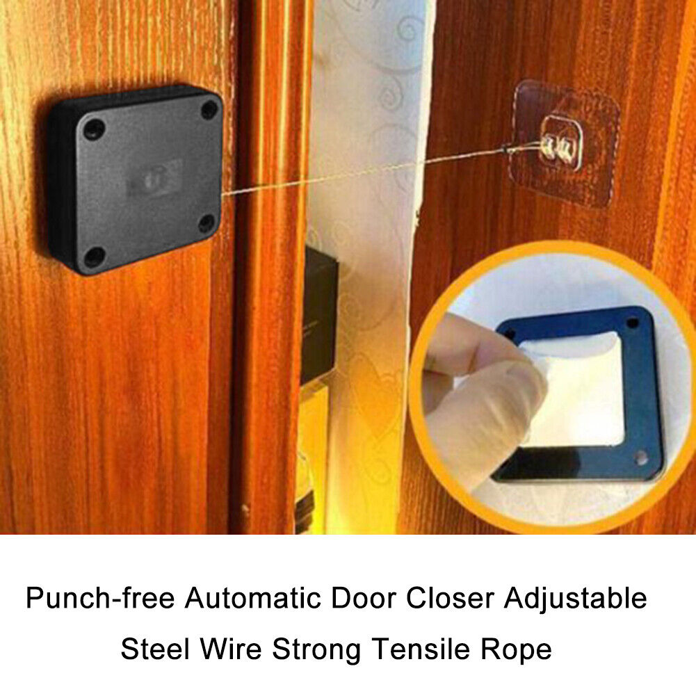 Punch-Free Automatic Sensor Door Closer Home Sliding Door Closer (Black)