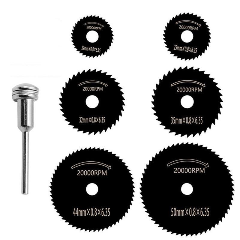 7 Pcs Mini Circular Saw Blade HSS High-Speed Steel Saw Blade with Extension Rod