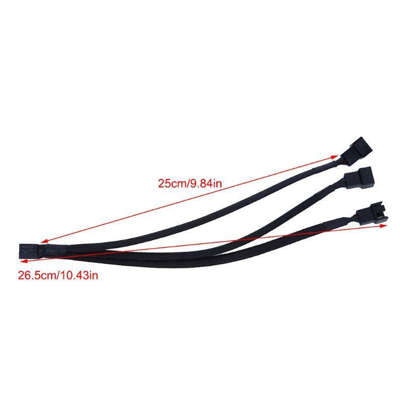 1PC 1 To 3 Way Splitter Black Sleeved 4-Pin PWM Connector Fan Extension Cable