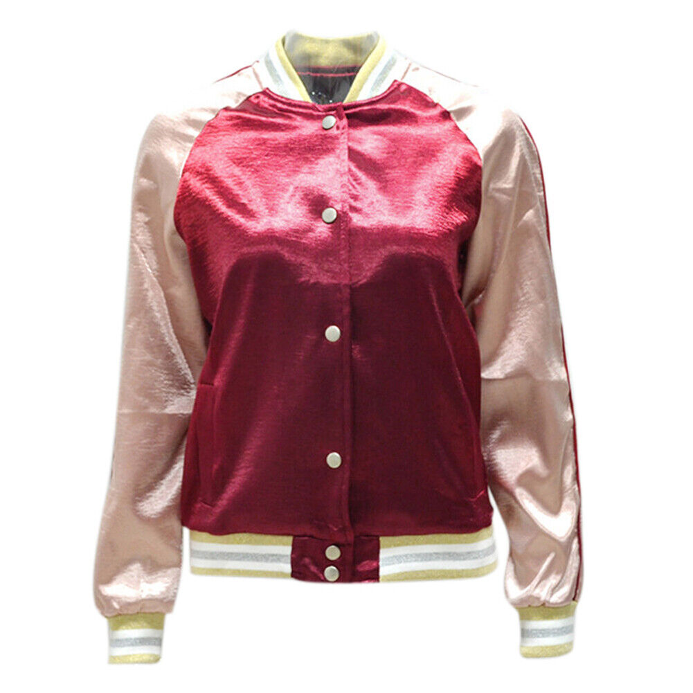 Bomber Jacket  Long  Sleeve Baseball Coat(Burgundy)M-116703.02