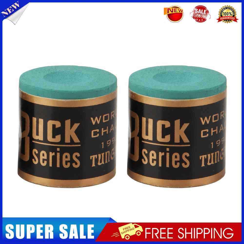 2pcs Billiard Chalks Pool Cue Stick No-slip Snooker Accessory (Dark Green)