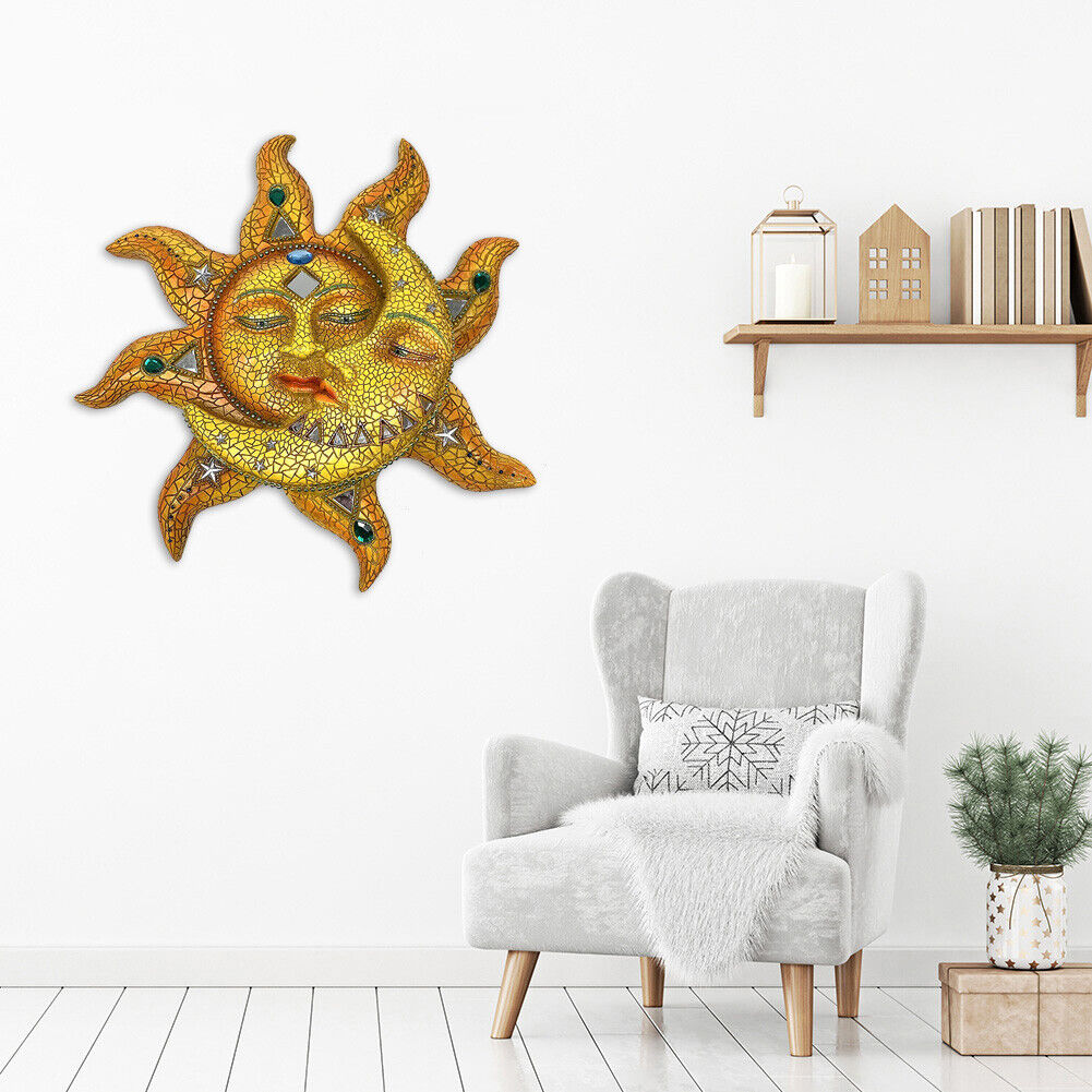 Metal Sun Moon Art Crafts Rust-proof Wall Ornament Gift Home Garden Decor