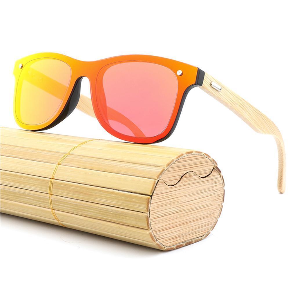 Bamboo Wood Legs Sunglasses Fashion Eyeglasses Eyewear for Women Men Red