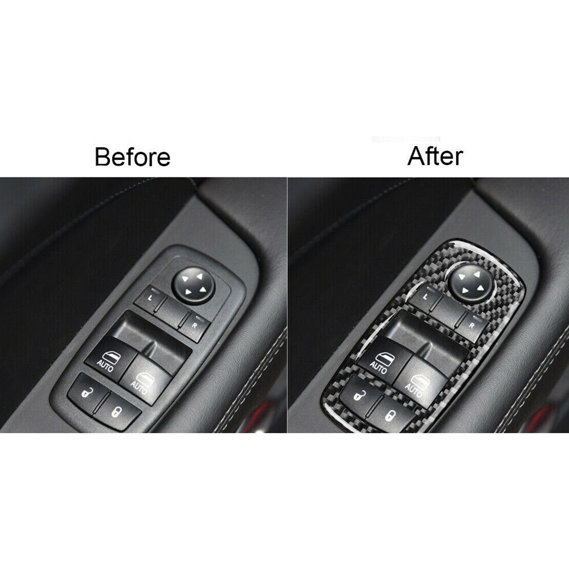 2pcs Window Lift Switch Panel Cover Trim Fit for Dodge Challenger 2015-2019 2020