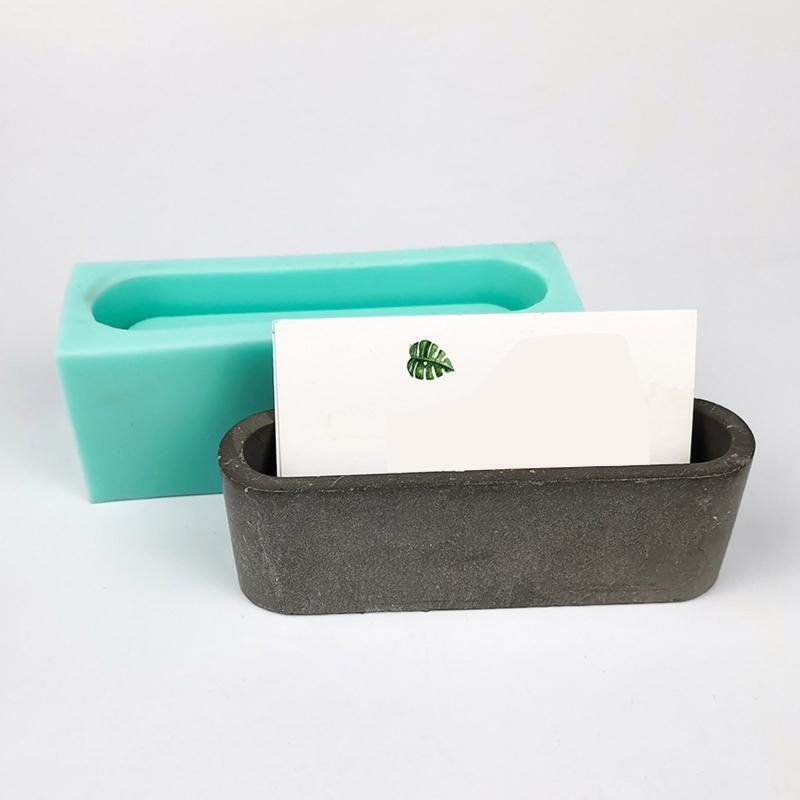 Oval Business Card Holder Box UV Crystal Epoxy Mold Clay Plaster Silicone Mould