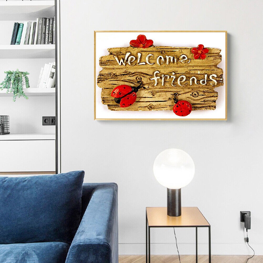 Welcome Friends 5D DIY Full Round Drill Diamond Painting Rhinestone Mosaic