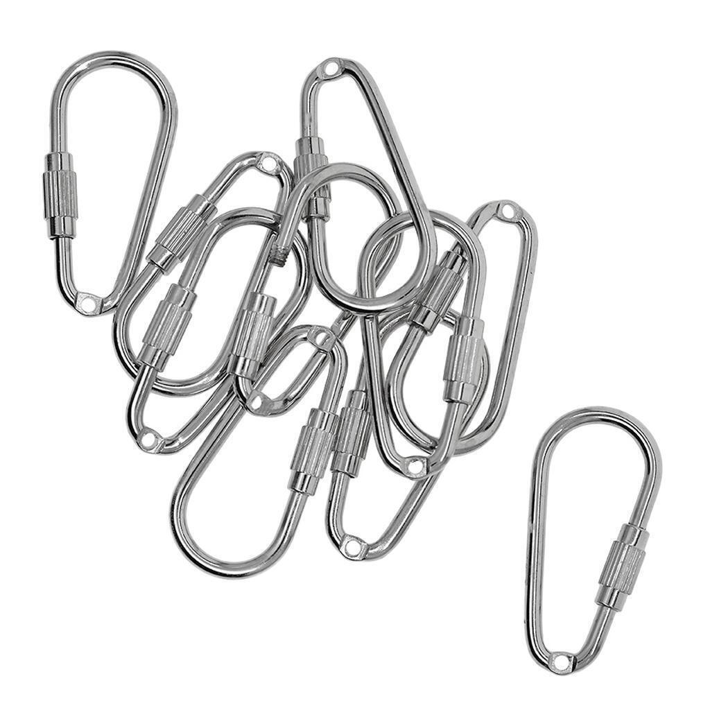 10x Alloy Screw Locking Carabiner Clasp Key Chain Key Ring Clasps 34x16mm
