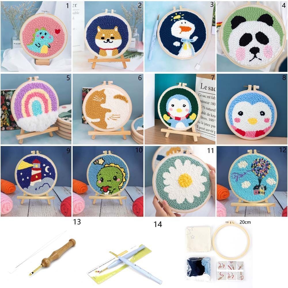 DIY Crafts Cross Stitch Kit Embroidery Hoop Poke Embroidery Kit Needle Punch