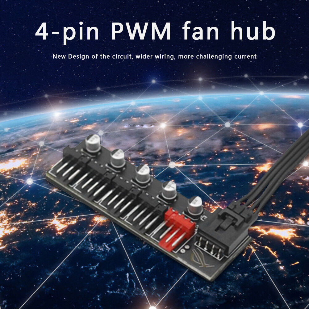 5 Ports PC Cooling Fan Hub Splitter Speed Controller for 4 Pin PWM Fan