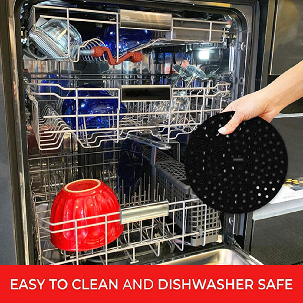 Air Fryer Liner Pad Silicone Baking Anti Slip Steamers Mats (Black 9in)