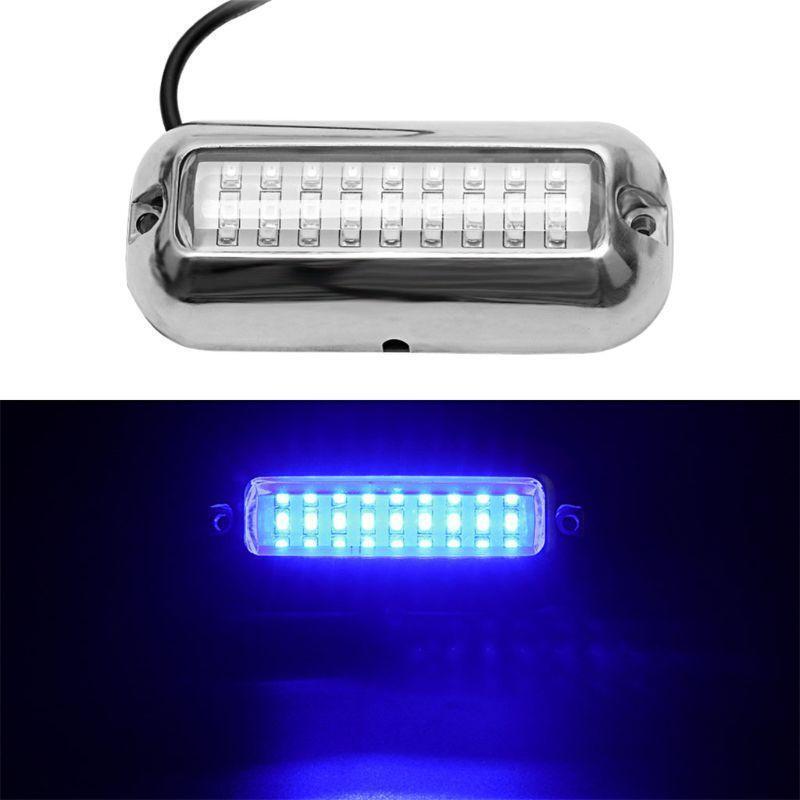 Blue 27 LED Underwater Boat Marine Transom Lights Stainless Steel Pontoon