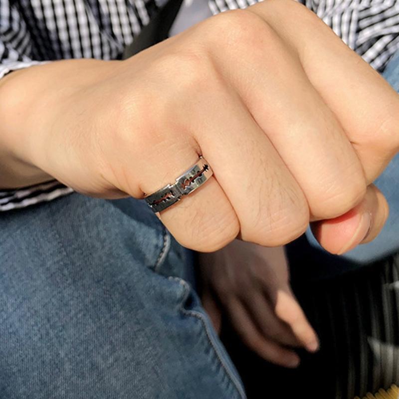 Adjustable Jewelry for Women Girl Blade Shape Band Ring Open Ring Hip Hop Style