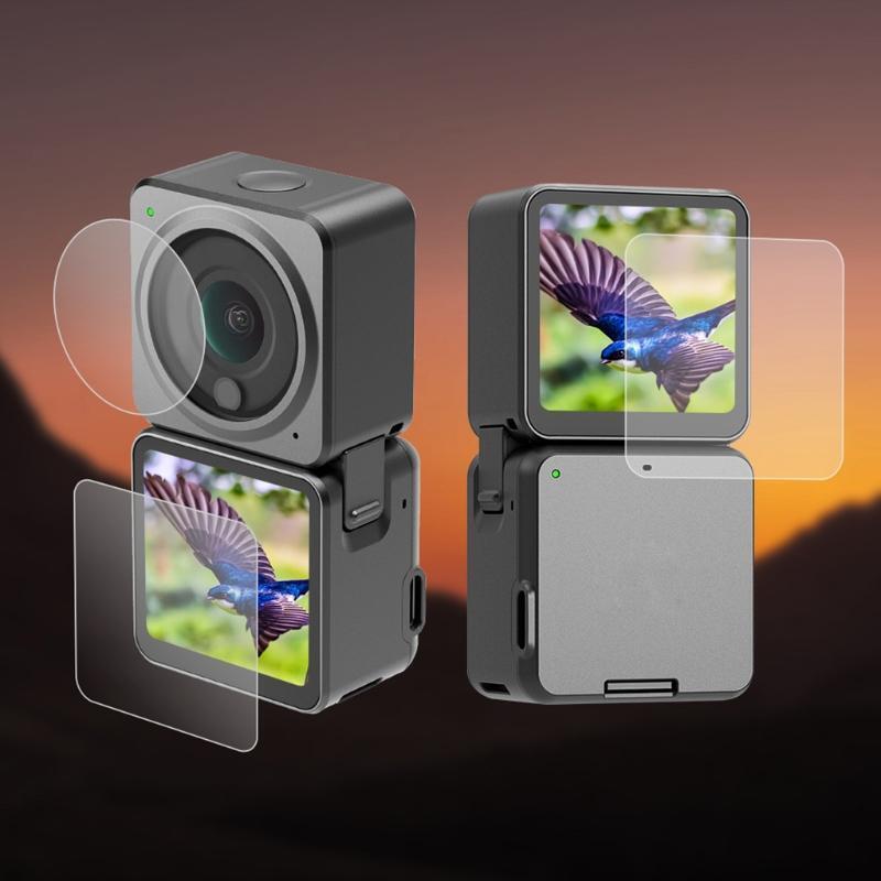 Tempered Glass Screen Protector Kit Protective Film Set for DJI Action 2 Camera