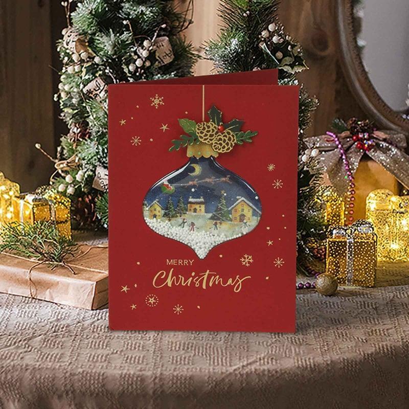 Christmas Greeting Cards Foam Snowflake Advanced Blessing Crad With Envelope
