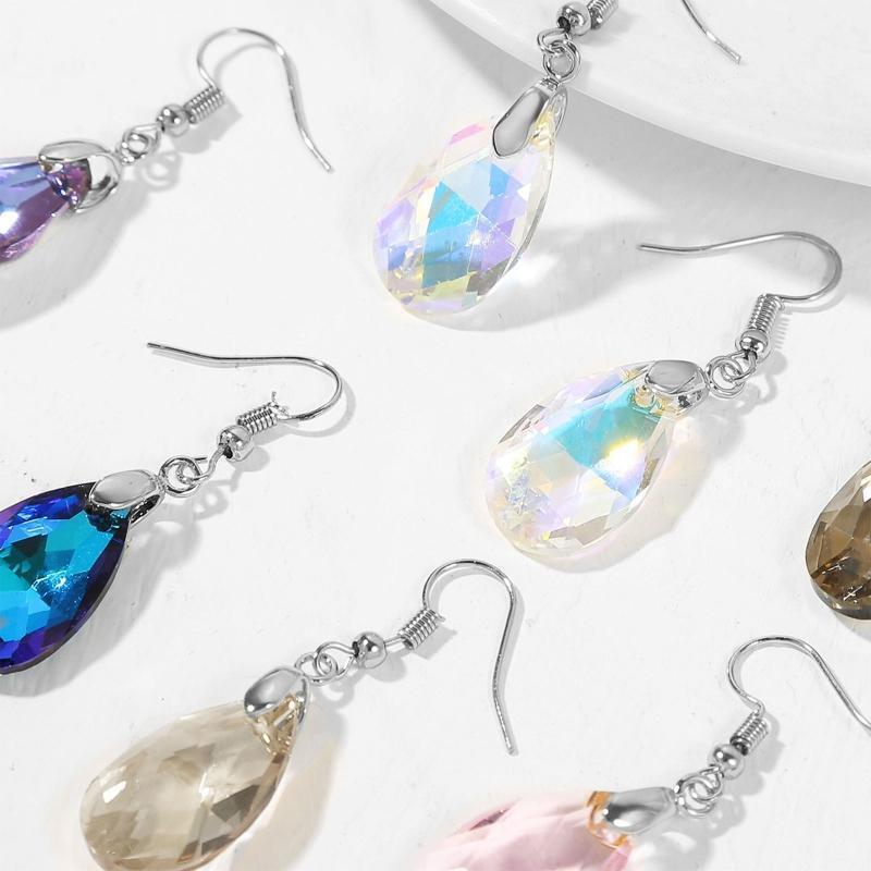 Teardrop Crystal Drop Dangle Earrings  Dangle Earrings Set Aesthetic Gradient