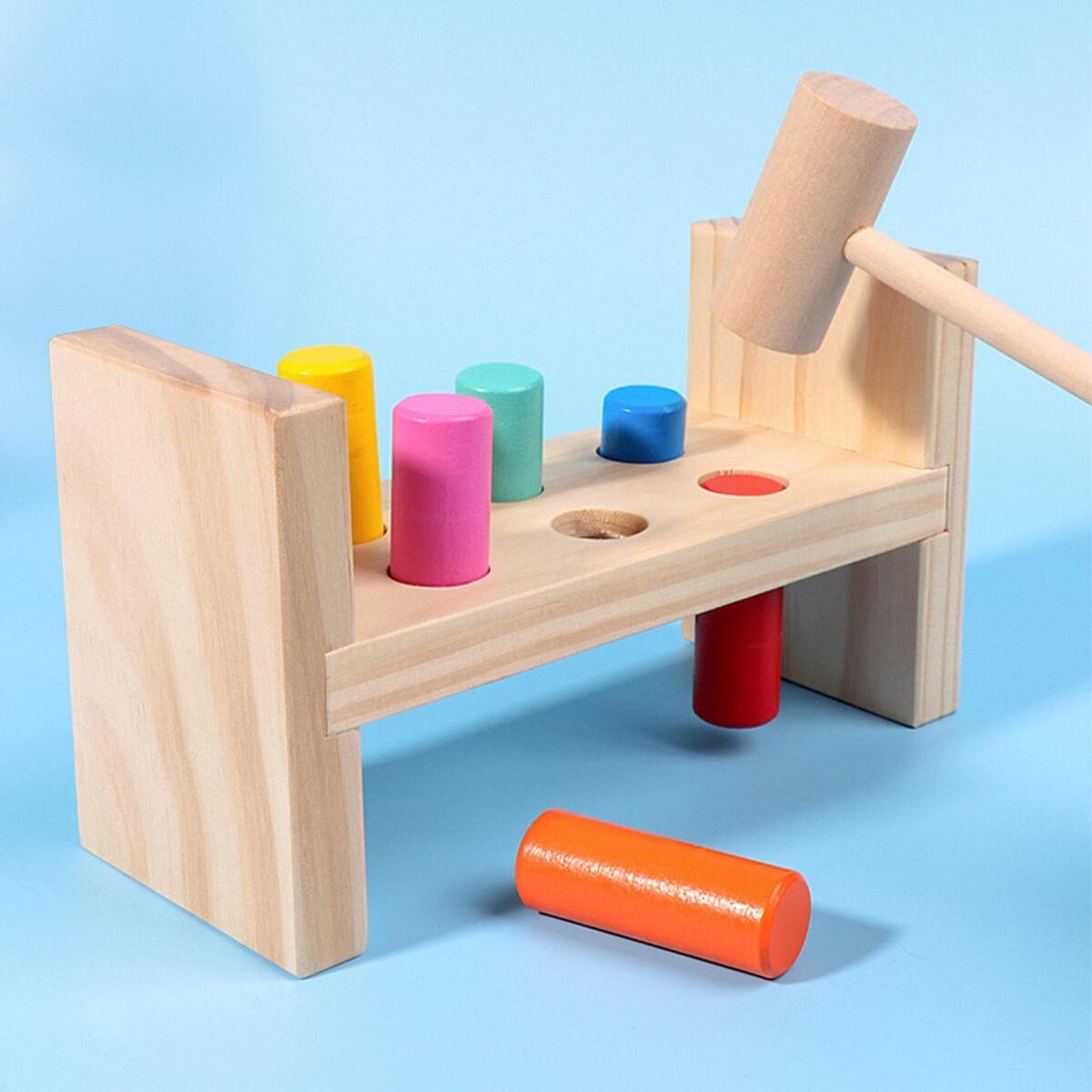 Wooden Pounding Bench with Mallet -Eye Coordination  Toddler