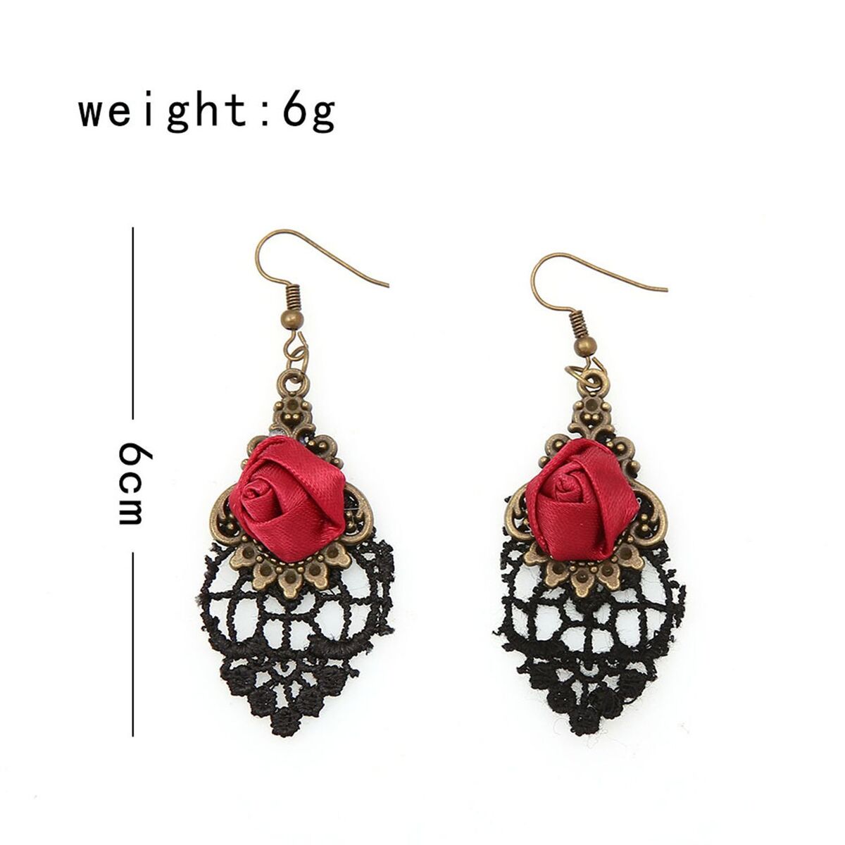 Gifts Black Lace Ear Studs Vampire Dangle Gothic Earrings Rose Jewelry