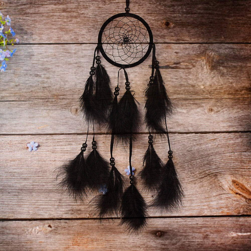 Bead Dream Catcher Black Feather Crafts Handmade Home Hanging Gifts