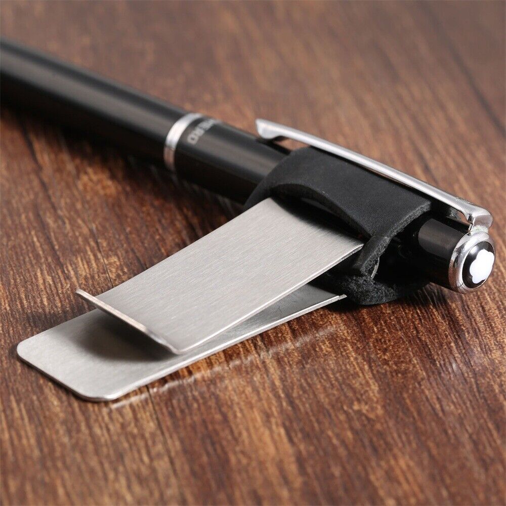 Black Leather Practical Pen Holder Organizer For Passport Notebook Diary Memo