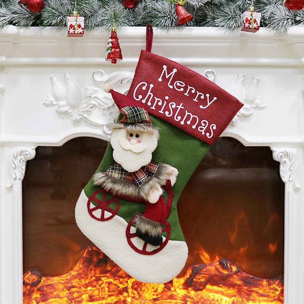 Christmas Stocking Xmas Tree ?Decorative Sock Candy Bag Gift Pouch (Green)