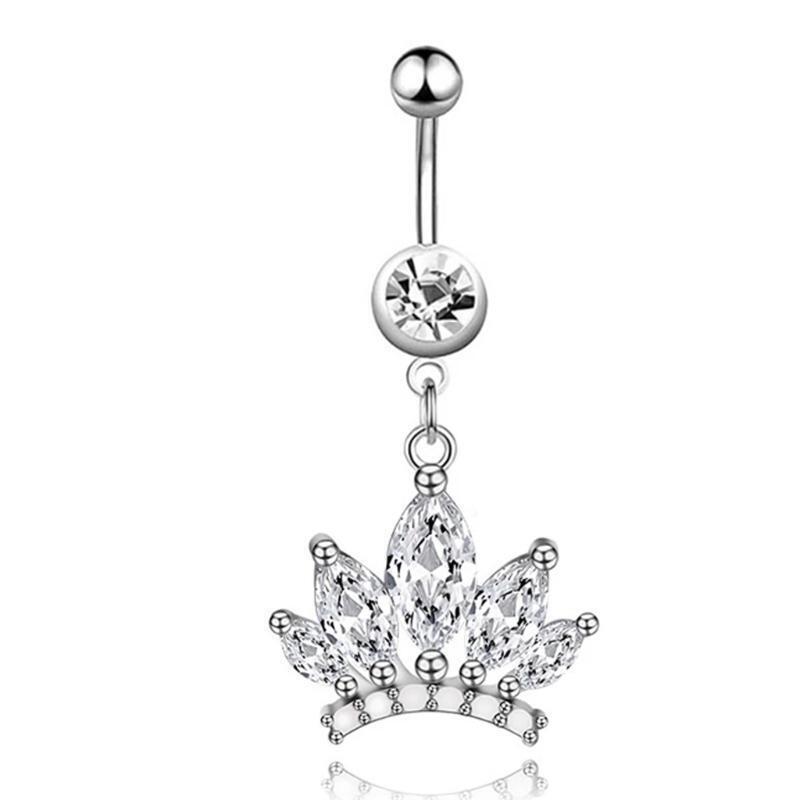 4Pcs/set Steel Stainless Steel Hollowed Out Crown Dumbbell Body Piercing Jewelry