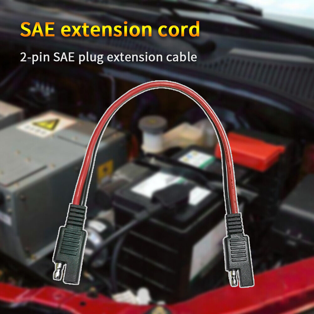 2 Pin Plug Wire 14AWG 30cm SAE to SAE Power Automotive Extension Cord Cable