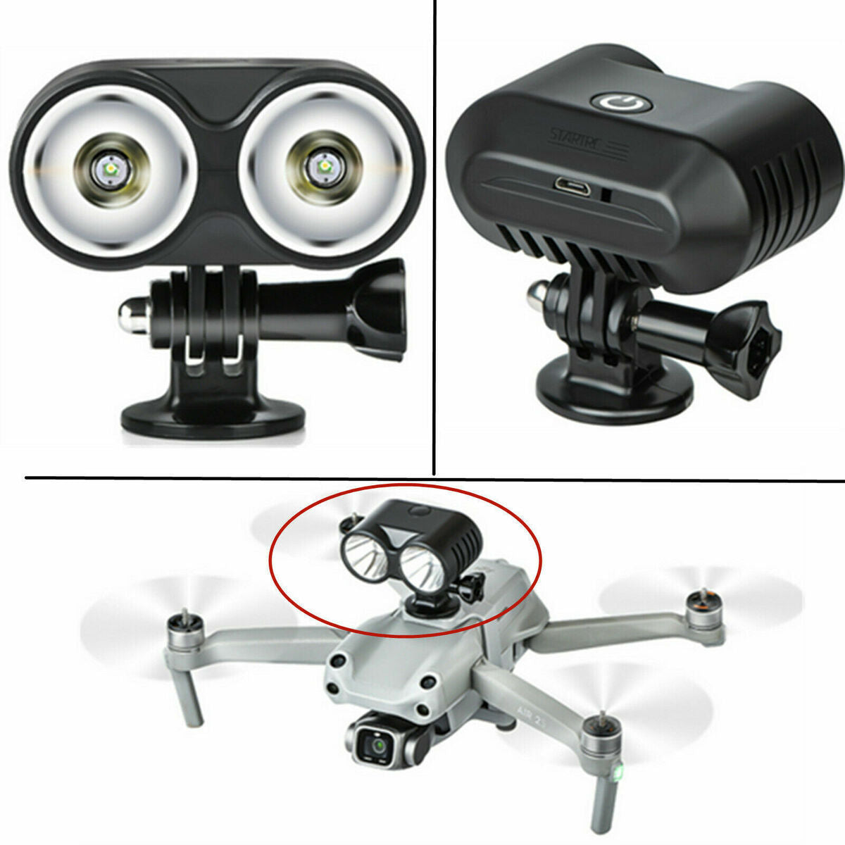LED Searchlight Night Flight Light Lamp for DJI Mavic Air 2/2S Drone Parts A2UK