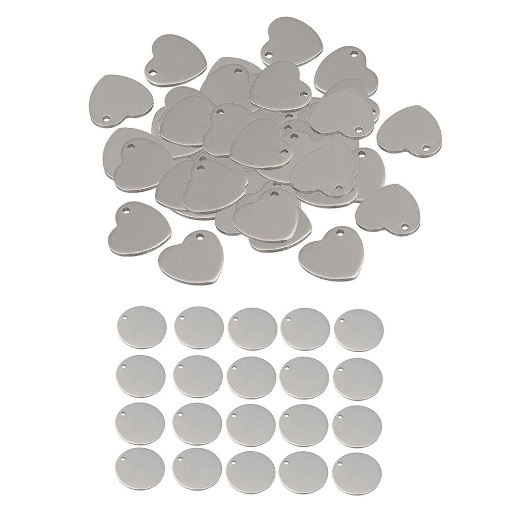 70pcs Stamping Tag Heart Dangle  Pendants DIY Necklace Jewelry Findings