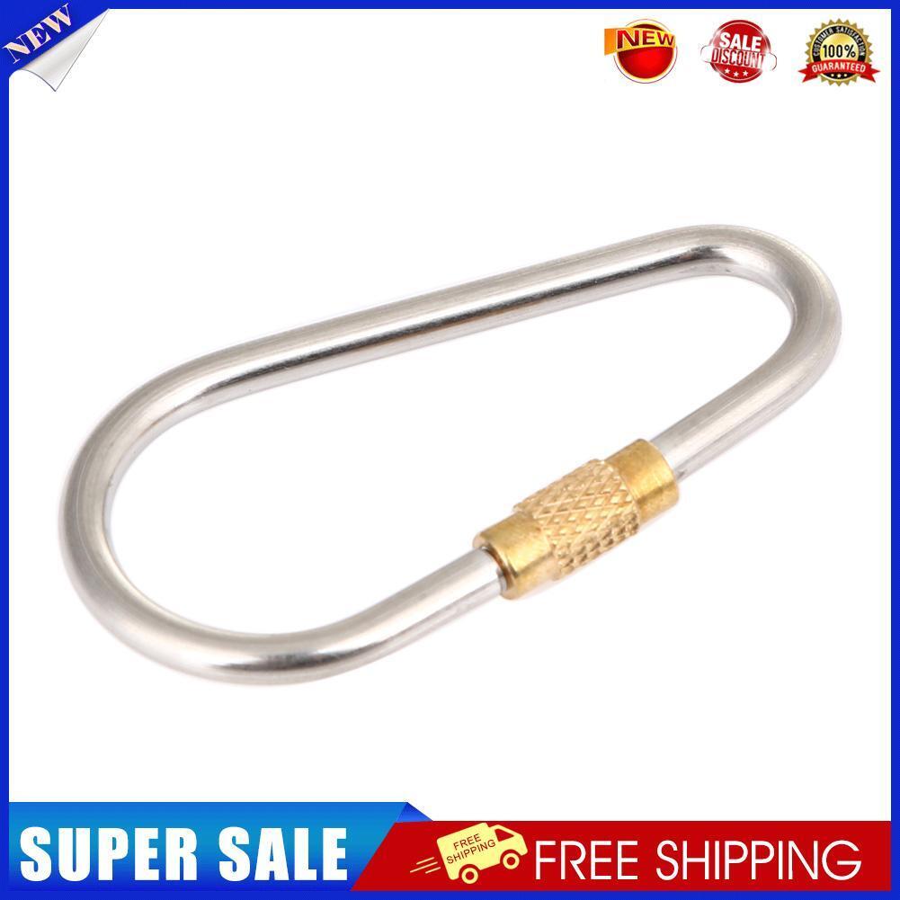 D Shape Titanium Alloy Screw Lock Carabiner Clip Hook Keychain Camping