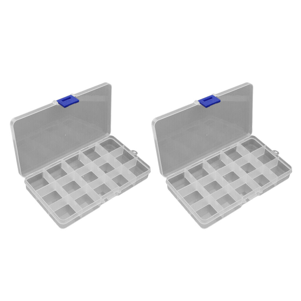 2pcs 15 Grids Plastic Carrying Travel Guitar  Storage Organizer