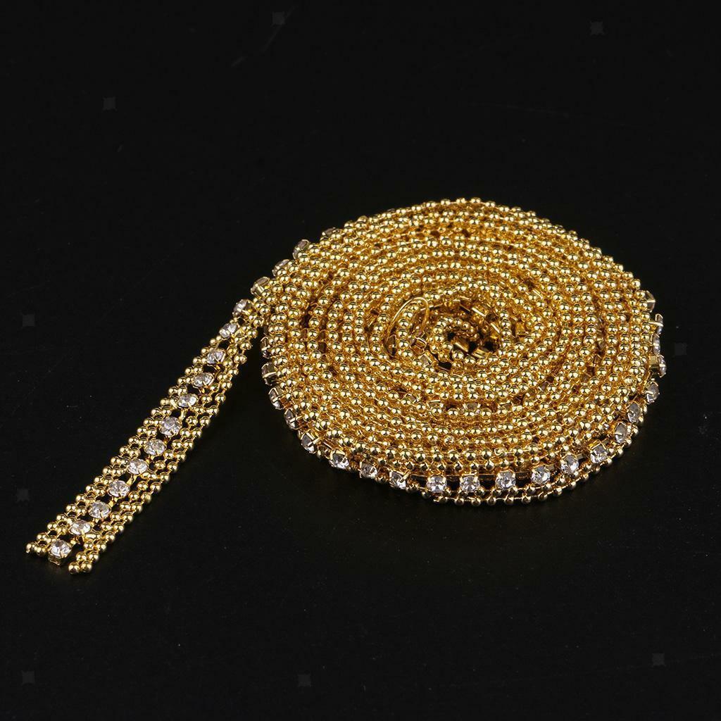 1 Yard Rhinestone Beaded Ribbon Crafts Applique Lace Sewing Trims Chain DIY