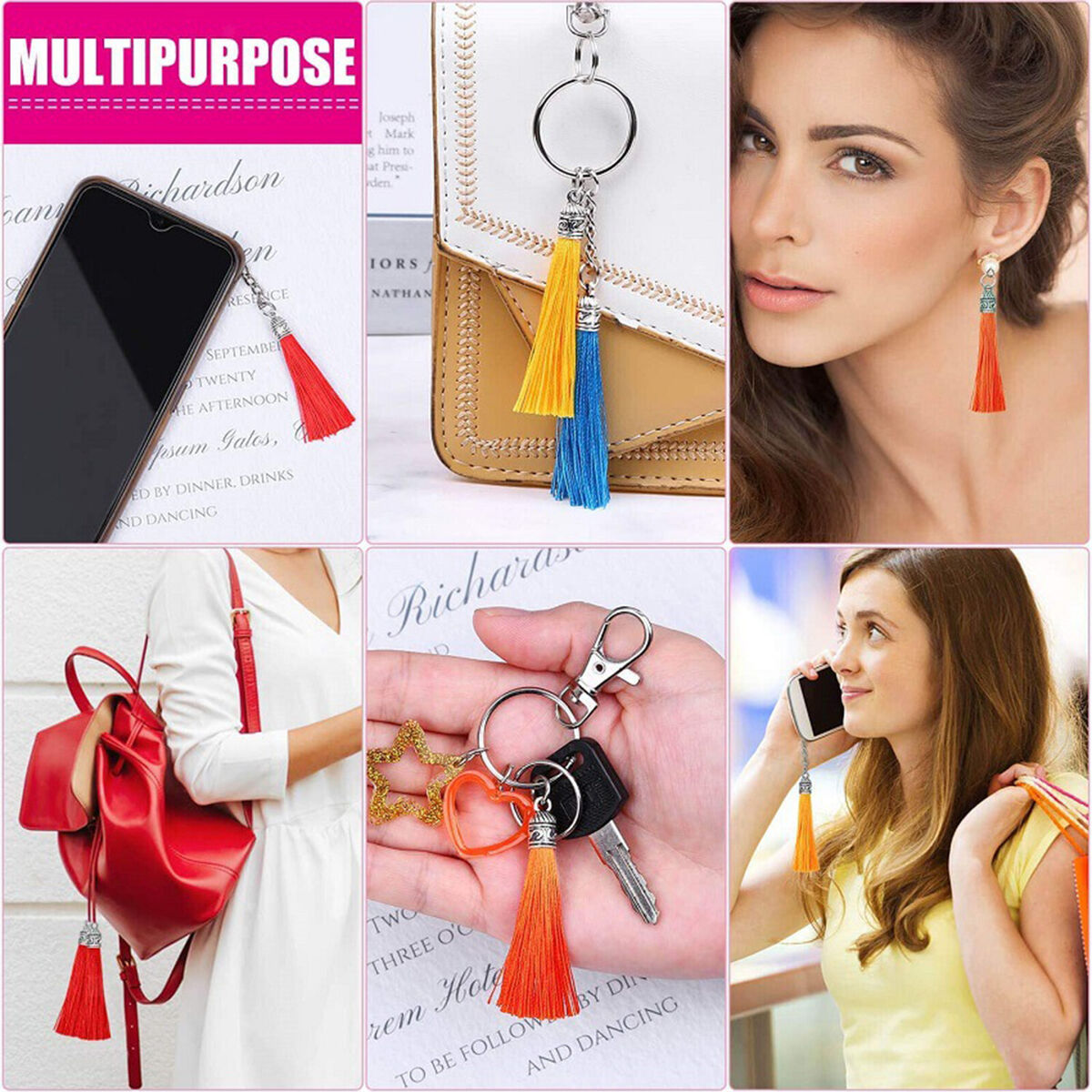 100 * 25- 60mm Tassel Pendants Crafts DIY Keychain Charms Supplies Gift