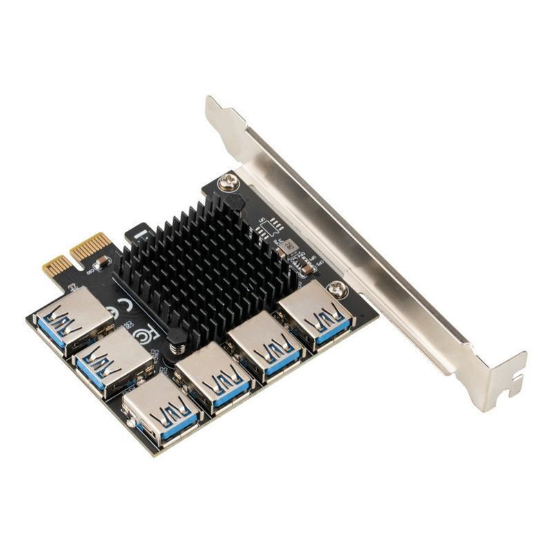 PCI-E PCI-Express 1X to 16X Adapter Card 1 to 6 USB 3.0 Multiplier for BTC Miner